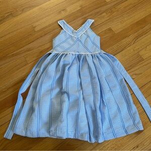 Bonnie Jean Girl’s Dress Size 6 Seersucker Blue & White with Bow Accent